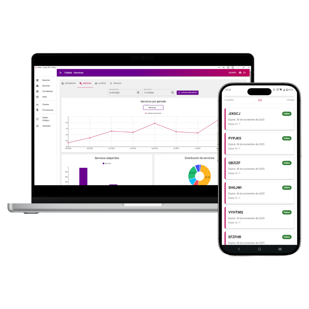 Mockup de la aplicación Fidelity Suite